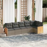 vidaXL 6-tlg. Garten-Sofagarnitur mit Kissen Grau Poly...