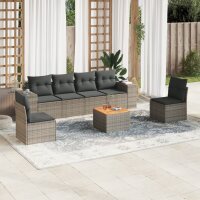 vidaXL 7-tlg. Garten-Sofagarnitur mit Kissen Grau Poly...