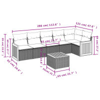 vidaXL 7-tlg. Garten-Sofagarnitur mit Kissen Grau Poly Rattan