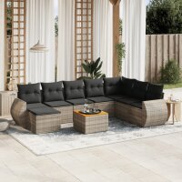 vidaXL 9-tlg. Garten-Sofagarnitur mit Kissen Grau Poly...