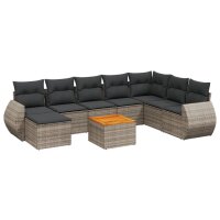 vidaXL 9-tlg. Garten-Sofagarnitur mit Kissen Grau Poly...