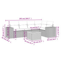 vidaXL 6-tlg. Garten-Sofagarnitur mit Kissen Schwarz Poly Rattan