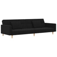 vidaXL Schlafsofa 2-Sitzer mit 2 Kissen Schwarz Stoff