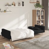 vidaXL Schlafsofa 2-Sitzer mit 2 Kissen Schwarz Stoff