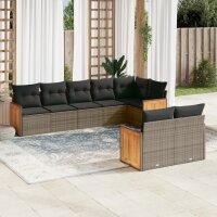 vidaXL 8-tlg. Garten-Sofagarnitur mit Kissen Grau Poly Rattan