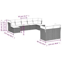 vidaXL 9-tlg. Garten-Sofagarnitur mit Kissen Grau Poly Rattan