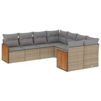 vidaXL 8-tlg. Garten-Sofagarnitur mit Kissen Beige Poly...