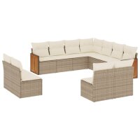 vidaXL 11-tlg. Garten-Sofagarnitur mit Kissen Beige Poly...