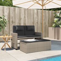 vidaXL Gartenbank Verstellbar mit Kissen Hellgrau Poly Rattan