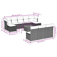 vidaXL 11-tlg. Garten-Sofagarnitur mit Kissen Schwarz Poly Rattan