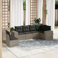 vidaXL 6-tlg. Garten-Sofagarnitur mit Kissen Grau Poly...