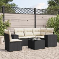 vidaXL 6-tlg. Garten-Sofagarnitur mit Kissen Schwarz Poly...