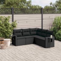 vidaXL 5-tlg. Garten-Sofagarnitur mit Kissen Schwarz Poly...