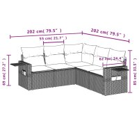 vidaXL 5-tlg. Garten-Sofagarnitur mit Kissen Schwarz Poly Rattan