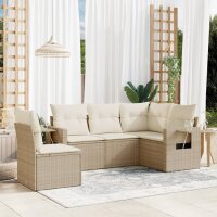 vidaXL 5-tlg. Garten-Sofagarnitur mit Kissen Beige Poly...