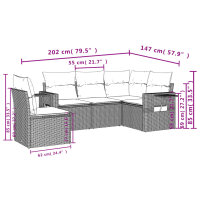 vidaXL 5-tlg. Garten-Sofagarnitur mit Kissen Beige Poly Rattan