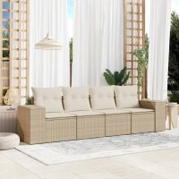 vidaXL 4-tlg. Garten-Sofagarnitur mit Kissen Beige Poly...