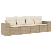 vidaXL 4-tlg. Garten-Sofagarnitur mit Kissen Beige Poly...