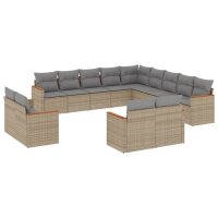 vidaXL 13-tlg. Garten-Sofagarnitur mit Kissen Beige Poly...