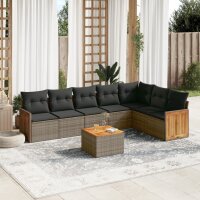 vidaXL 8-tlg. Garten-Sofagarnitur mit Kissen Grau Poly...