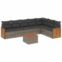 vidaXL 8-tlg. Garten-Sofagarnitur mit Kissen Grau Poly...