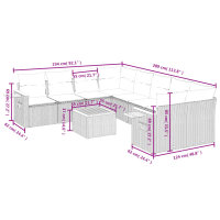 vidaXL 9-tlg. Garten-Sofagarnitur mit Kissen Grau Poly Rattan