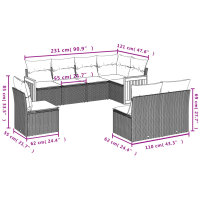 vidaXL 8-tlg. Garten-Sofagarnitur mit Kissen Grau Poly Rattan