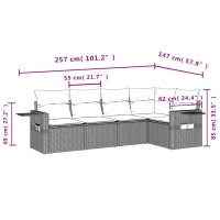 vidaXL 5-tlg. Garten-Sofagarnitur mit Kissen Schwarz Poly Rattan