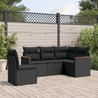 vidaXL 5-tlg. Garten-Sofagarnitur mit Kissen Schwarz Poly...