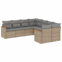 vidaXL 8-tlg. Garten-Sofagarnitur mit Kissen Beige Poly...