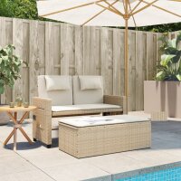 vidaXL Gartenbank Verstellbar mit Kissen Beige Poly Rattan