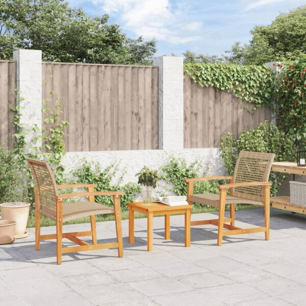 vidaXL Gartenst&uuml;hle 2 Stk. Beige Poly Rattan und Akazienholz