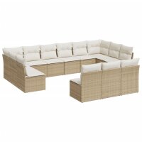 vidaXL 13-tlg. Garten-Sofagarnitur mit Kissen Beige Poly...