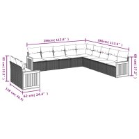 vidaXL 11-tlg. Garten-Sofagarnitur mit Kissen Grau Poly Rattan