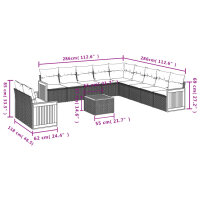 vidaXL 12-tlg. Garten-Sofagarnitur mit Kissen Grau Poly Rattan