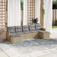 vidaXL 7-tlg. Garten-Sofagarnitur mit Kissen Beige Poly...