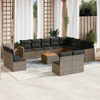 vidaXL 13-tlg. Garten-Sofagarnitur mit Kissen Grau Poly...