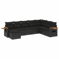 vidaXL 8-tlg. Garten-Sofagarnitur mit Kissen Schwarz Poly...