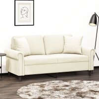vidaXL 2-Sitzer-Sofa mit Zierkissen Creme 140 cm Samt