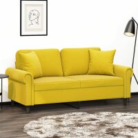 vidaXL 2-Sitzer-Sofa mit Zierkissen Gelb 140 cm Samt