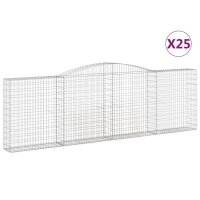 vidaXL Gabionen mit Hochbogen 25Stk. 400x30x120/140cm Verzinktes Eisen