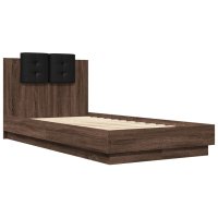 vidaXL Bettgestell mit Kopfteil Braun Eiche 75x190 cm...