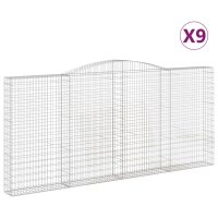 vidaXL Gabionen mit Hochbogen 9 Stk. 400x30x180/200cm Verzinktes Eisen