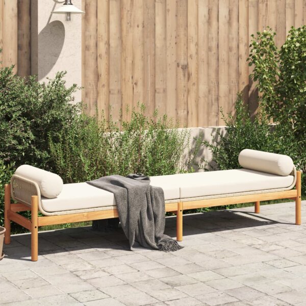 vidaXL Gartenbank mit Kissen Beige Poly Rattan Akazie