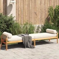 vidaXL Gartenbank mit Kissen Beige Poly Rattan Akazie