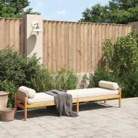 vidaXL Gartenbank mit Kissen Beige Poly Rattan Akazie