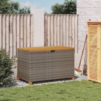 vidaXL Gartentruhe Grau 110x55x63 cm Poly Rattan Akazienholz