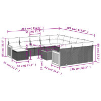 vidaXL 13-tlg. Garten-Sofagarnitur mit Kissen Grau Poly Rattan