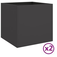 vidaXL Pflanzk&uuml;bel 2 Stk. Schwarz 49x47x46 cm Kaltgewalzter Stahl