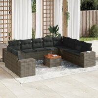 vidaXL 11-tlg. Garten-Sofagarnitur mit Kissen Grau Poly...